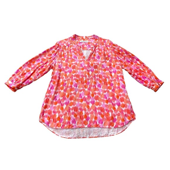 Amanda Uprichard Everyday Top in Rosato Print Pink Orange Spring Blouse‎ Size L - Picture 2 of 8